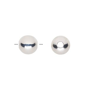 Bead 1pkg50 ultra silver-plated, 10mm round, brass