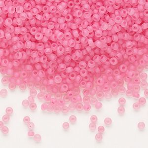 Seed bead, Dyna-Mites&trade;, glass 1pkg40g, #11 round, translucent inside dyed color matte dusty rose (208MA 11/0 RR)