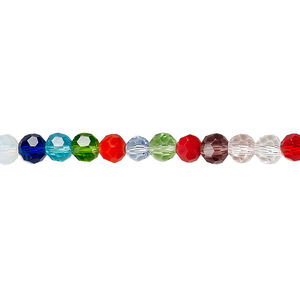Bead 1pk 32 facets opaque to transparent mixed colors, Celestial Crystal&reg; 4mm round 15.5-16 inch