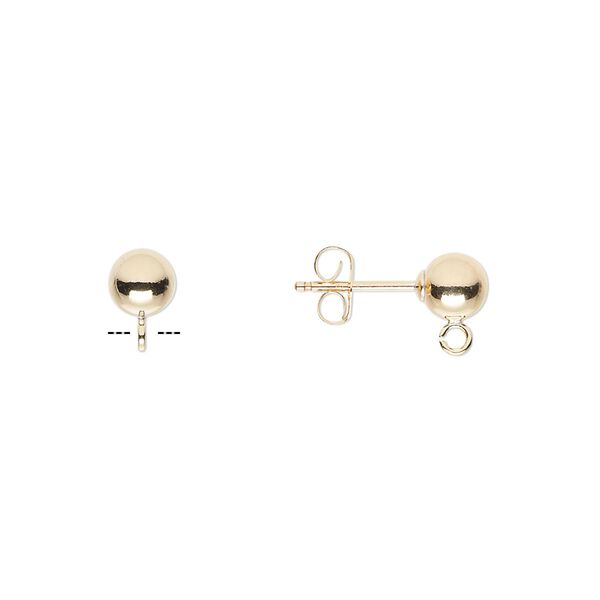 Earstud 1pkg10 14Kt gold-filled, 5mm ball / open loop / earnuts, 5 pair image number 0