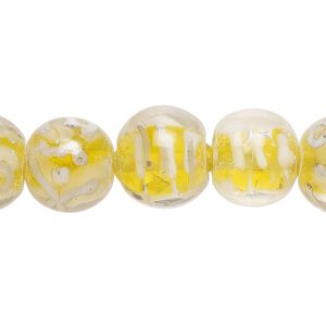 Bead, lampworked glass, translucent multicolored, 12mm round. Sold per 8-inch strand, approximately 15 beads.