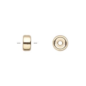 Bead 1pkg1 14Kt gold, 7x3.5mm flat rondelle