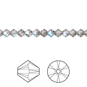 Bead 48pk black diamond shimmer, Crystal Passions&reg; 4mm bicone 5328