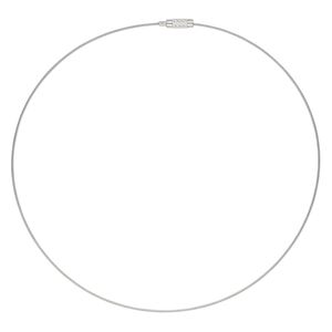 Chain 1pkg6 imitation rhodium-plated round, 1mm twisted / twist clasp, stainless steel / steel / vinyl 18 inch