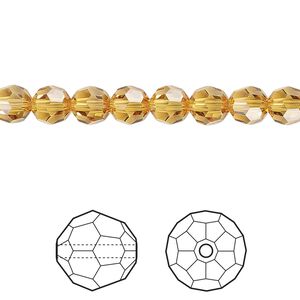 Bead 12pk golden topaz, Crystal Passions&reg; 6mm round 5000