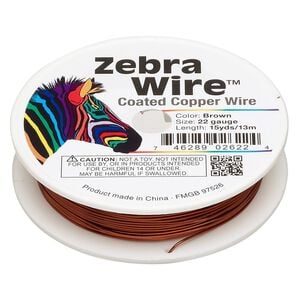 Wire, Zebra Wire&trade;, color-coated copper, brown, round, 22 gauge. Sold per 15-yard spool.