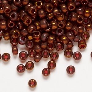 Seed bead, Miyuki, glass, pkg/25g, #6 rocaille, translucent gold luster garnet (RR-315).