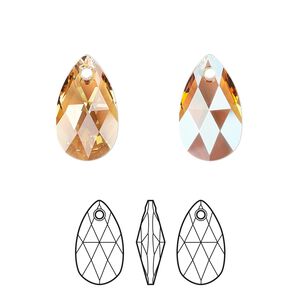 Drop 2pk light Colorado topaz shimmer, Crystal Passions&reg; 16x9mm pendant pear 6106