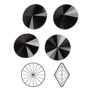 Chaton 4pk jet, Crystal Passions&reg; 14mm rivoli 1122