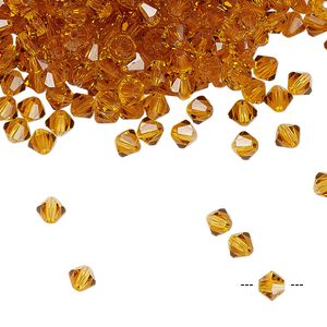 Bead 720pk topaz, Preciosa Czech crystal 4mm bicone