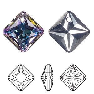 Drop 1pk crystal vitrail light P, Crystal Passions&reg; 16mm pendant princess cut 6431
