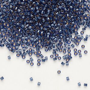 Seed bead, Delica&reg;, glass, pkg/7.5g, #11 round, translucent sapphire-lined luster blue (DB-0278).
