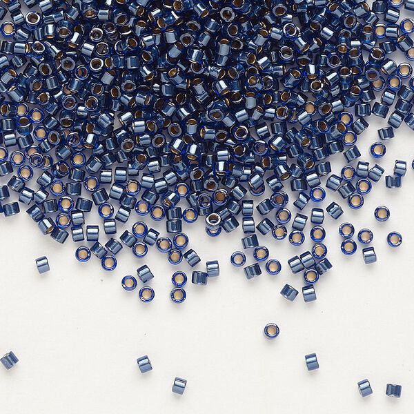 Seed bead, Delica&reg;, glass, pkg/7.5g, #11 round, translucent sapphire-lined luster blue (DB-0278). image number 0