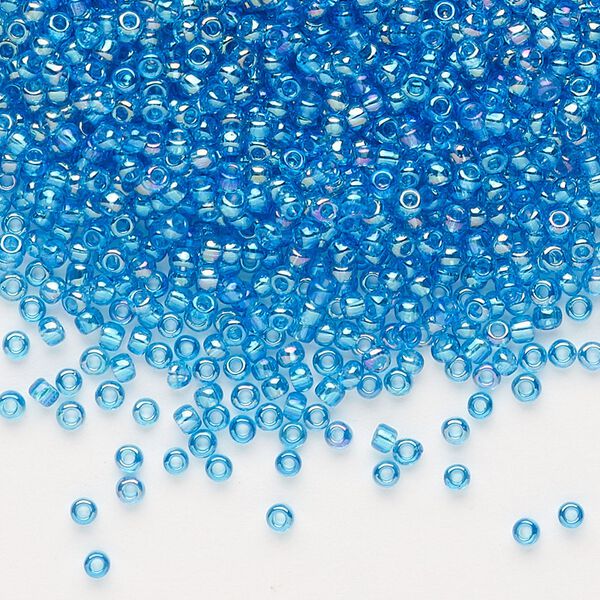Seed bead, Dyna-Mites&trade;, glass, pkg/40g, #11 round, translucent rainbow teal blue, (15R 11/0 RR). image number 0