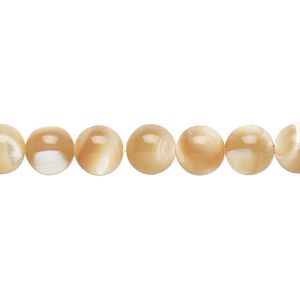 Mother-of-pearl shell 1pkg1, round bead natural 15.5 to 16 inch 7-7.5mm
