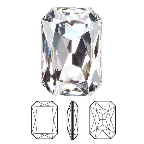 Fancy stone 24pk crystal foil back, Swarovski&reg; 27x18.5mm emerald cut 4627 image number 0