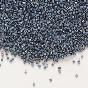Seed bead, Delica&reg;, glass, pkg/250g, #15 round, opaque matte gunmetal (DBS-0301).
