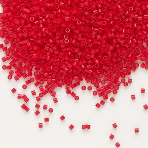 Seed bead, Delica&reg;, glass, pkg/50g, #15 round, opaque red (DBS-0723).