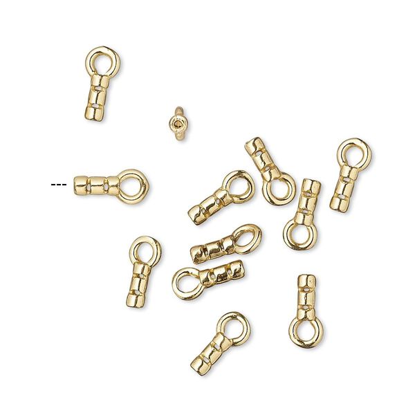 Crimp end 1pkg10 brass, 5x2mm tube / loop / approx 0.6mm inside diameter, JBB Findings image number 0
