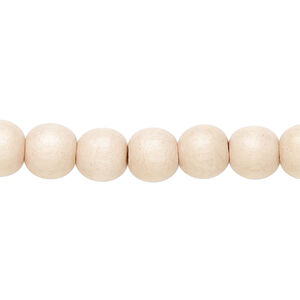 Bead 1pkg1, Taiwanese cheesewood (dyed / waxed), tan, 7-8mm round, 15-1/2 to 16 inches.