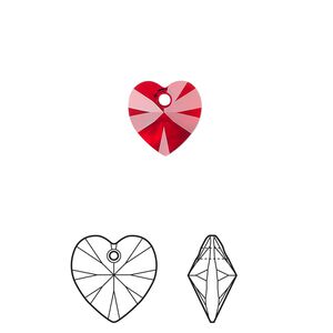 Drop 288pk light Siam, Swarovski&reg; 10mm pendant heart 6228