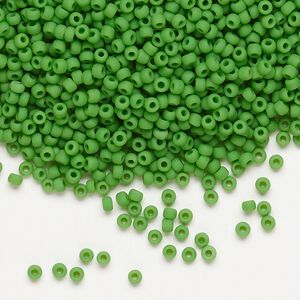 Seed bead, Dyna-Mites&trade;, glass, pkg/1/2kg, #11 round, opaque matte green, (747MA 11/0 RR).