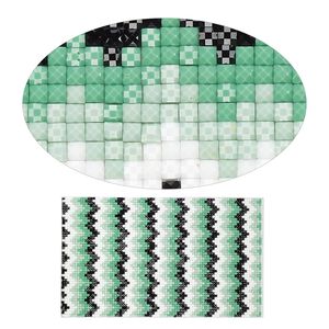 Adhesive sheet, My Style Deco Art&trade;, peel-off, resin and glue, greens / black / white, 8 x 4-3/4 inch rectangle, 1.8mm thick with chevron design. Sold individually.
