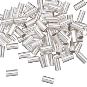 Crimp 1pkg100 sterling silver, 6x3mm seamless smooth tube / 2.5mm inside diameter