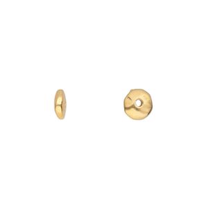 Bead 1pkg20 gold-plated pewter, 6.5x2.5mm faceted freeform rondelle, TierraCast&reg;