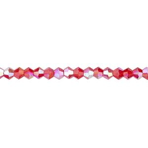 Bead 1pk transparent red AB, Celestial Crystal&reg; 4mm bicone 15.5-16 inch