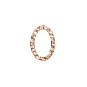 Component, copper-plated steel, 18x13mm double-sided hammered open oval. Sold per pkg of 12.