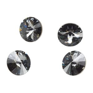 Chaton 144pk crystal silver night foil back, Swarovski&reg; 12mm rivoli 1122