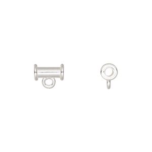 Bead 1pkg4 sterling silver, 8x5mm tube / closed loop