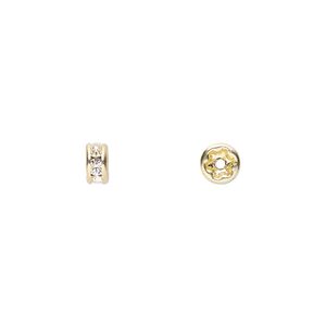 Bead 720pk crystal gold plate, Preciosa Czech crystal 4.5x2.5mm rondelle