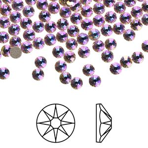 Flat back 1440pk silk shimmer foil back, Swarovski&reg; 3-3.2mm rose round SS12 2088