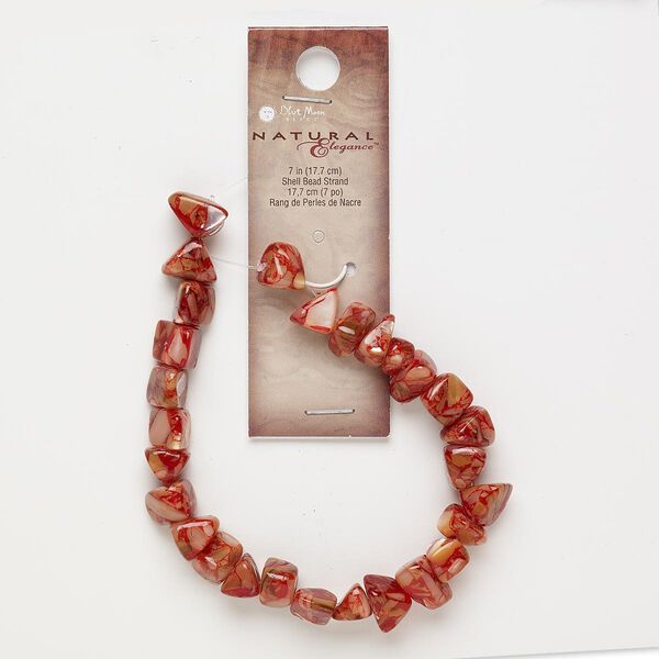 Mother-of-pearl shell / resin 1pkg1, chip bead 7 inch red large image number 0