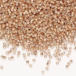 Seed bead, Delica&reg; 1pkg7.5g glass, #11 round, Duracoat&reg; opaque galvanized rose gold / outside dyed (DB-2518)