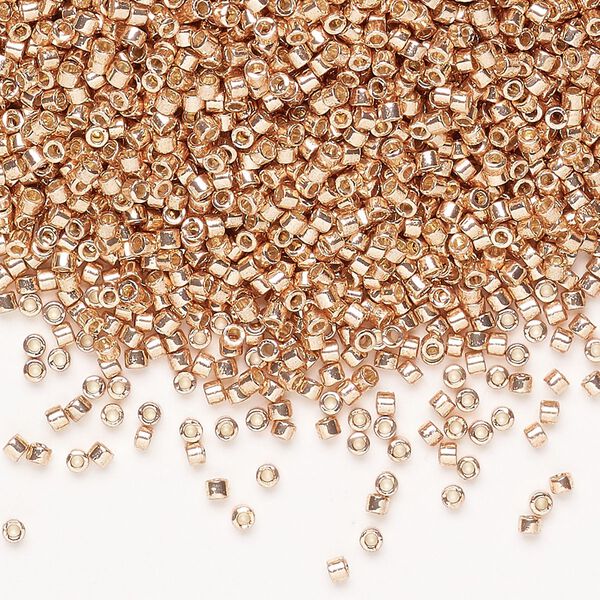 Seed bead, Delica&reg; 1pkg7.5g glass, #11 round, Duracoat&reg; opaque galvanized rose gold / outside dyed (DB-2518) image number 0