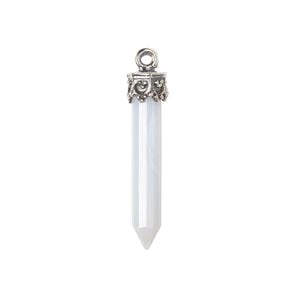 Drop 1pkg1, sterling silver and light grey-blue agate (natural), 20x3mm-26x4mm hand-cut point