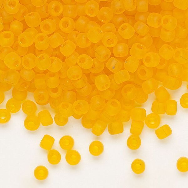 Seed bead, Dyna-Mites&trade;, glass, transparent matte orange, #6 round. Sold per 1/2 kilogram pkg. image number 0