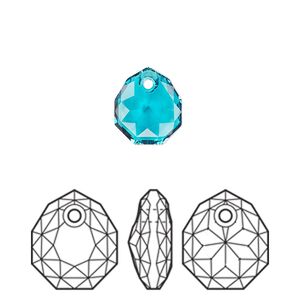 Drop 48pk blue zircon, Swarovski&reg; 11.5x10mm pendant majestic 6436