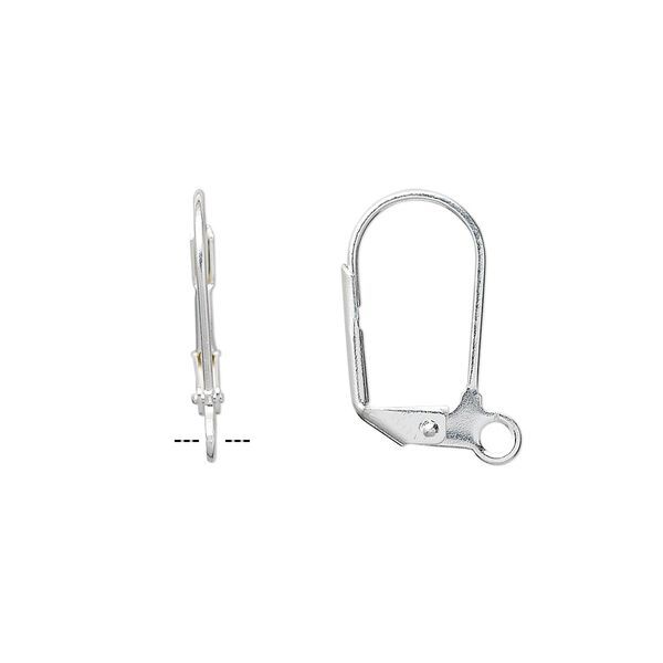 Ear wire leverback 1pkg10 silver-plated, 17.5mm / open loop, brass 5 pair image number 0