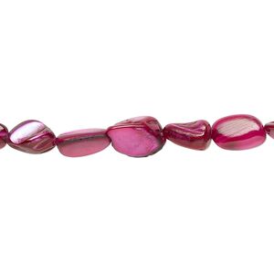 Mother-of-pearl shell 1pkg1, pebble bead 30 inch deep magenta small to large