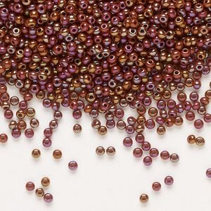 Seed bead, Preciosa Ornela Czech glass, pkg/500g, #11 rocaille, opaque rainbow brown, (14600).