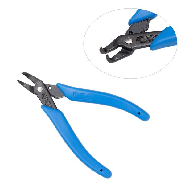 Pliers, Xuron&reg;, #486, bent chain-nose, steel and rubber, dark blue, 5-1/4 inches. Sold individually. image number 0