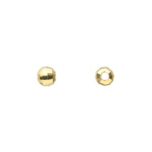 Bead 1pkg24 gold-finished, 5mm faceted round, brass
