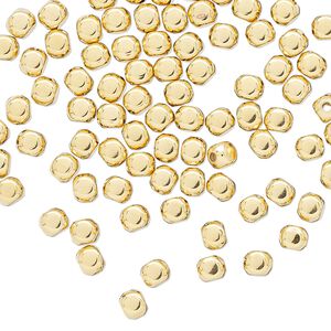 Bead 1pkg100 gold-plated, 4x3mm rounded rectangle, brass