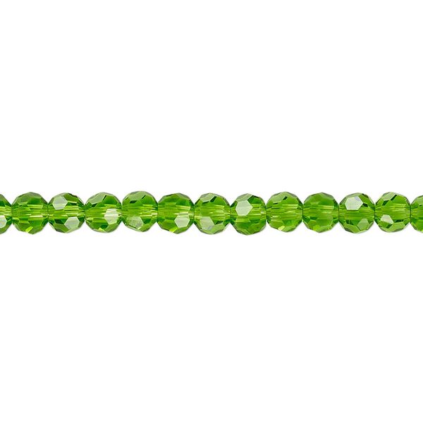 Bead 1pk 32 facets transparent green, Celestial Crystal&reg; 4mm round 15.5-16 inch image number 0