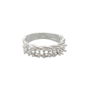 Ring, Sure-Set&trade;, sterling silver, braided band with (5) 3.5mm 4-prong round settings, size 6. Sold individually.