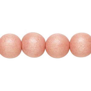 Bead 1pkg1, Taiwanese cheesewood (dyed / waxed), light orange, 11-12mm round, 15-1/2 to 16 inches.